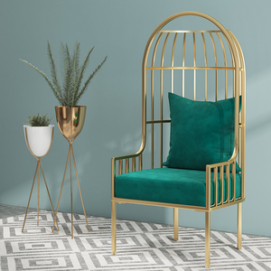 Nordiclobbyhighbackcasualsofachair, Ins Popularsinglepersonironbirdcagesofa Stoel, Lightluxylivingroomcoffeetable - Product Image 3