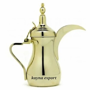 Dallah ทองเหลืองสไตล์อาหรับพร้อมฝาปิดสำหรับกาแฟร้อนแบบดั้งเดิมแก้วตุรกีตะวันออกเครื่องดื่มเป็นมิตรต่อสิ่งแวดล้อม - Product Image 2