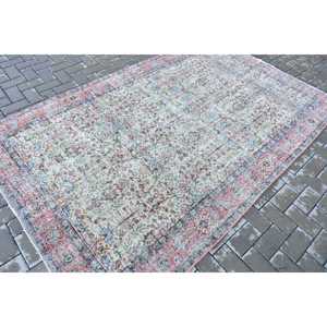 Alfombra Turca de 5.2x8.2 pies, Alfombra Vintage, Alfombra Azul con Diseño Floral de Lana - Product Image 2