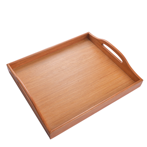 Juego de 2 bandejas de madera de haya con asas ovaladas - Bandejas de madera maciza - Platos de madera natural premium para desayuno y café - Product Image 6