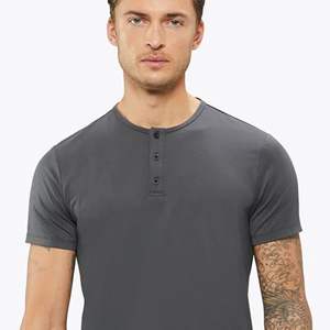 เสื้อ Henley เนยนุ่ม62% โพลีเอสเตอร์, ผ้าฝ้าย33%, สแปนเด็กซ์5% พอดีลายเซ็นโค้งชายเสื้อกราไฟท์ - Product Image 6