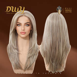 วิกผมสังเคราะห์สีบลอนด์ตรงแบบมีเลเยอร์  รุ่น Adeline- DWY 134  พร้อมเชือกผูกแบบโปร่งใส  สามารถปรับแต่งทรงได้ - Product Image 2