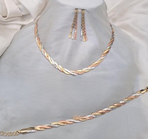 Stylish Look Charming High Quality Rose Gold Tone Only Necklace <b>Set</b> With <b>Bracelet</b> Combo <b>Set</b> Party Casual Wear For Women - Product Image 1