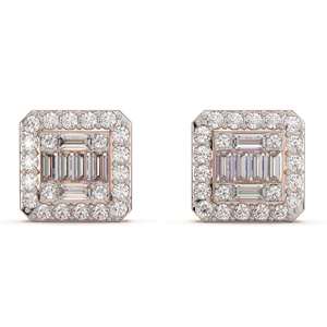 Pendientes de tuerca de estilo Hip Hop de diamante de moissanita de corte Baguette redondos y de alta demanda para mujer, regalo perfecto, colección de joyas - Product Image 1