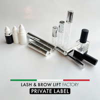 KIT de levage de cils de marque privée avec outils à fermeture magnétique bouteilles transparentes de 10ml sans air avec flacon de gel de liaison noir fabriqué en italie
