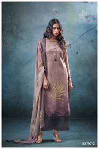 Vente en gros de vêtements de soirée indiens et pakistanais brodés collection Kameez Salwar en satin de coton de qualité supérieure - Product Image 3
