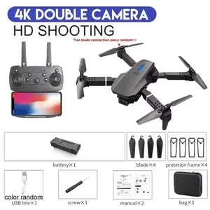 Dron cuadricóptero comercial plegable E88 Pro WIFI FPV HD 4K Cámara dual gran angular GRIS - Product Image 1