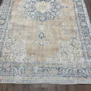 Alfombra Turca de 6.5x11 pies, Alfombra Vintage, Alfombra de Lana Ikat Azul - Product Image 2