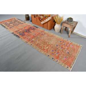 พรมวินเทจสไตล์ตุรกี ขนาด 3.1x11.6 ฟุต สีส้มเฮอร์กี ทำจากขนสัตว์ - Product Image 3