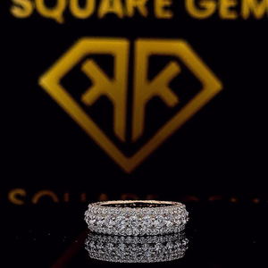 Anillo de diamantes de moissanita ICED OUT, anillos de diamantes de corte redondo, anillo de eternidad helado para hombres de Plata de Ley 925, joyería ostentosa - Product Image 4