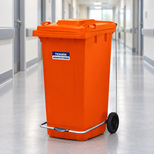 Turkish Manufacturer 240L Plastic Waste Container with Pedal Orange Outdoor High Quality <b>Bin</b> for Garbage - Product Image 2