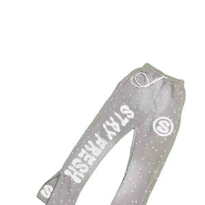 Fabricant Logo imprimé sur mesure en coton vintage vieilli délavé au soleil Ensemble pantalon de survêtement et sweat à capuche en coton lourd et délavé à l'acide et strass - Product Image 3