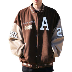 Veste bomber varsity en polyester pour homme avec logo brodé personnalisé, patchwork, col montant, tissu en toile, streetwear, baseball universitaire - Product Image 1