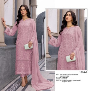 Vêtements Ethniques de Bonne Qualité Costume Salwar Faux Georgette Lourd Avec Dupatta Avec Broderie Séquence Travail Au Prix de Gros - Product Image 4