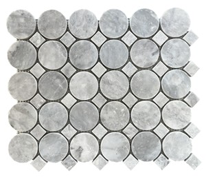 Carrelage mosaïque rond moderne, motif marbre blanc, noir, gris, résistant à l'eau, décoration murale intérieure, salle de bain - Product Image 4