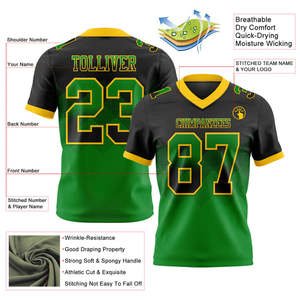 Jersey de fútbol americano con gradiente juvenil con textura de malla Diseño de bandera personalizado Forma cuadrada Ajuste atlético para la práctica - Product Image 6