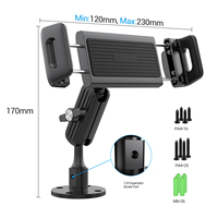 Support de tablette en aluminium réglable avec base de fixation pour tableau de bord de camion ou bateau, compatible avec iPad et téléphones, design universel