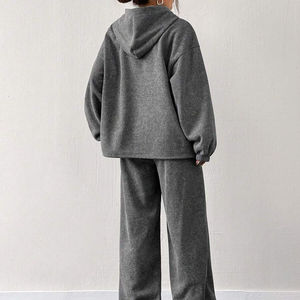 Survêtement en coton léger pour femme avec sweat-shirt et pantalon de jogging tenue élégante et confortable pour se prélasser - Product Image 6