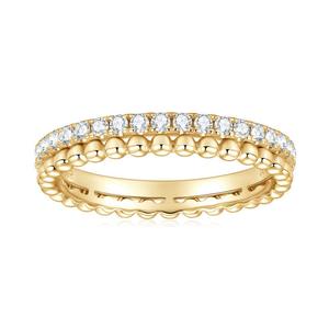 Alliance de mariage double demi-éternité unique et classique en argent 925 avec moissanite de 1,5 mm, bicolore, sertie à griffes, géométrique, tendance, pour fiançailles - Product Image 1