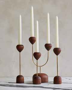 Modern Nordic Wood Metal <b>Candle</b> Holder Set Gold Brass Tray Decorative Candlestick Dining Table Wedding Home Decoration Styling - Product Image 2