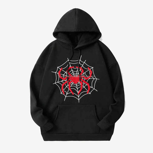 Sweat à capuche surdimensionné 100% coton à fermeture éclair graffiti imprimé pour hommes hiver sweat à capuche brodé thermique - Product Image 2