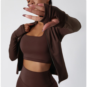 Gran oferta, ropa deportiva, ropa de entrenamiento, ropa deportiva para gimnasio, sudaderas de manga larga para mujer, traje de Yoga con cremallera - Product Image 2