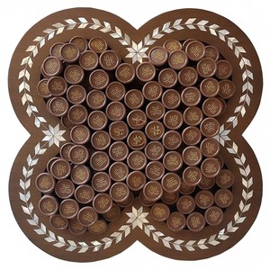 Plateau en bois incrusté de nacre Bol de prière pour servir du chocolat Vadrouille Hexagone en bois Plateau à chocolat Affichage Fête de l'Aïd - Product Image 3