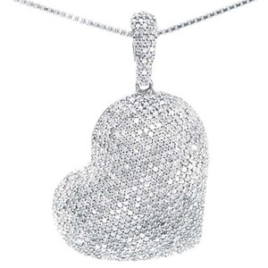 Pendentif cœur entièrement glacé en argent sterling 925 et diamants ronds en moissanite taillés en brillant Vvs Clarity - Product Image 1