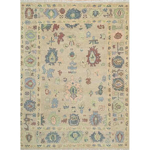 Tapis en laine Oushak noué à la main de qualité supérieure, écologique, antidérapant, lavable, à poils bouclés doux, 100% laine, pour sols, cuisine, bureau, usage domestique - Product Image 1