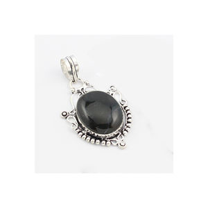 Onyx noir pierre précieuse pendentif Vintage fait à la main 925 solide en argent Sterling concepteur grand toutes les tailles pendentif en pierres précieuses cadeau pour elle - Product Image 3