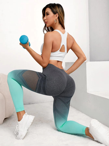 Custom Fitness Gym Wear Ropa Malla Yoga Pantalones Leggings Sublimación Tie Dye Ombre Hollow Out Print Leggings deportivos - Product Image 2