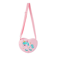 Sac à bandoulière en peluche licorne mignon avec fermeture éclair en forme de cœur pour filles, cadeau pour enfants, porte-monnaie messager, portefeuille, sac à bandoulière pour enfants