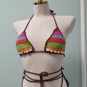 Conjunto de Bikini Personalizado de Fábrica, Sexy, Tejido, con Tirantes Ajustables, Tanga con Lazos, Diseño de Rayas, Traje de Baño - Product Image 5