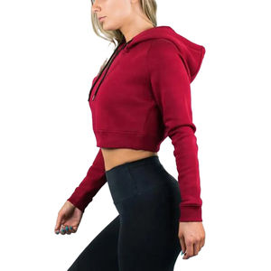 Wholesale <b>Women's</b> <b>Fleece</b> Crop <b>Top</b> Hoodie Custom logo Plus Size Sports Casual hoodies <b>for</b> <b>Women</b> - Product Image 2