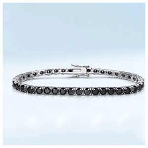 OEM personalizado 3 MM negro Moissanite diamante tenis pulsera último diseño hermoso 925 Starling plata tenis pulsera - Product Image 3