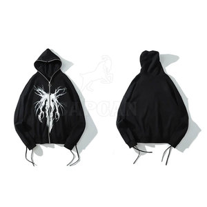 Capcon Sports Sudaderas con capucha de invierno para hombre Ropa informal de Pekín personalizada con cremallera lisa y cuello con capucha Técnicas de teñido liso - Product Image 1