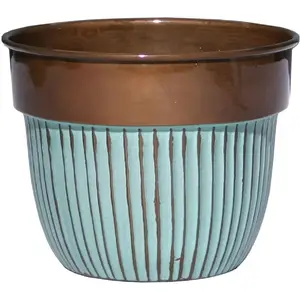 2023 Superior Quality Manufactured In India creative stylish Brown/Blue Metal Cachepot Planter For Home Indoor Garden Decoration