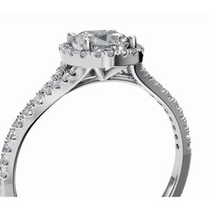 Bague en diamant de laboratoire taille coussin avec halo, en or jaune, rose ou blanc 9k, 14k ou 18k, bijou élégant taille coussin avec halo, cadeau - Product Image 3