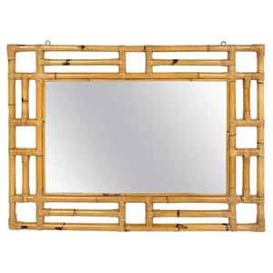 Espejo de ratán de bambú rectangular moderno, acento de pared natural para entrada o sala de estar - Product Image 1