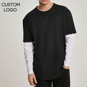 Fabrication de t-shirts streetwear à manches longues surdimensionnés à double couche respirants en coton 100% avec logo personnalisé unisexe - Product Image 1