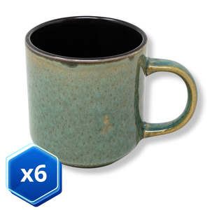 Set di tazze da colazione smeraldo eleganza 350ml 6 tazze in porcellana ceramica con stile - Product Image 1