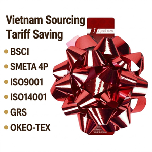Ruban Cadeau Géant en PP Métallisé Rouge Écologique Biodégradable avec Nœud Étoile pour Noël, Origine Vietnam, Économie de Droits de Douane, Vente au Détail aux États-Unis - Product Image 1