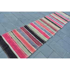 2.8x8.3 ft Vintage Kilim Rug, Turkish Rug, <b>Red</b> Plants & trees <b>Wool</b> Rug - Product Image 2