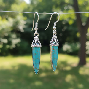 Handmade <b>Silver</b>-Filled Turquoise Dangle <b>Earrings</b> - Product Image 1