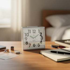 Lowell Silver JA 7090S Alarm Clock Stylish <b>Desk</b> & Table Clock - Product Image 3