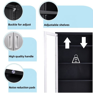Armadio Portadocumenti in Metallo con Ante in Vetro e Ripiani Regolabili Libreria Vetrina in Acciaio Classificatore Metallico Cinese con Ante Scorrevoli in Vetro - Product Image 5