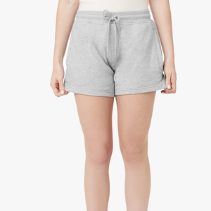 Logo personnalisé Short en éponge française taille haute pour femmes en coton respirant avec fermeture à cordon de serrage Motif décontracté élastique lavé à chaud - Product Image 5