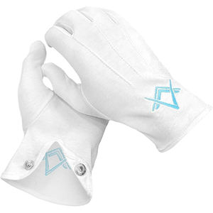 Fabricante Masonic Royal Arch Guantes de masón de algodón blanco bordados a mano - Product Image 4