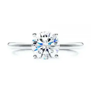 Moissanite 18k White Gold Engagement Ring Round cut Wedding Ring Latest Simple Design Rings cheap wholesale diamond Jewelry