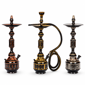 Boury Dawar Luxury Egyptian Tabletop Brass <b>Hookah</b> | Handmade Traditional Arabic <b>Shisha</b> Water Pipe with Laser Engraving - Product Image 1